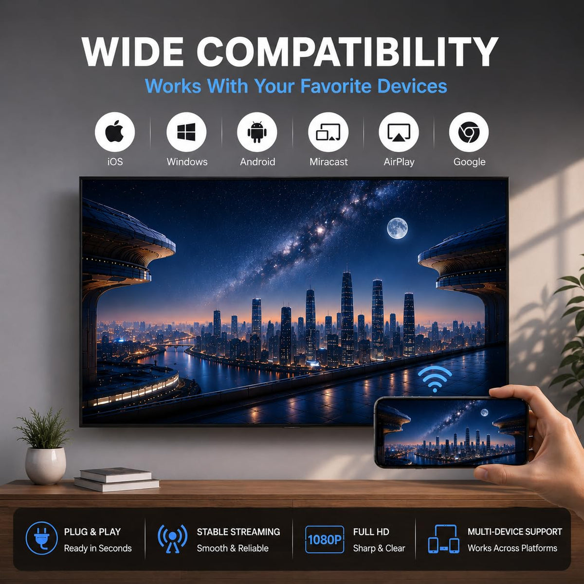 EZCast 2 compatible with iOS and Android for versatile screen casting.