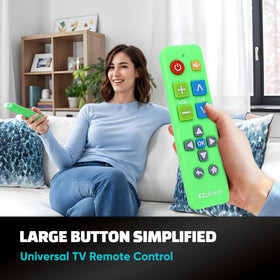EZClicker remote Green buttons close-up highlighting tactile feedback for smooth use