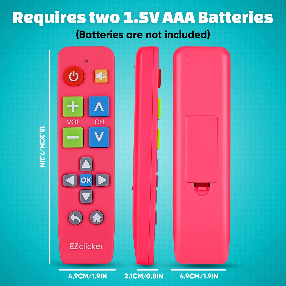 EZClicker pink remote battery compartment ready for two AAA batteries.