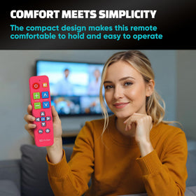 EZClicker pink remote compact size designed for easy handling.
