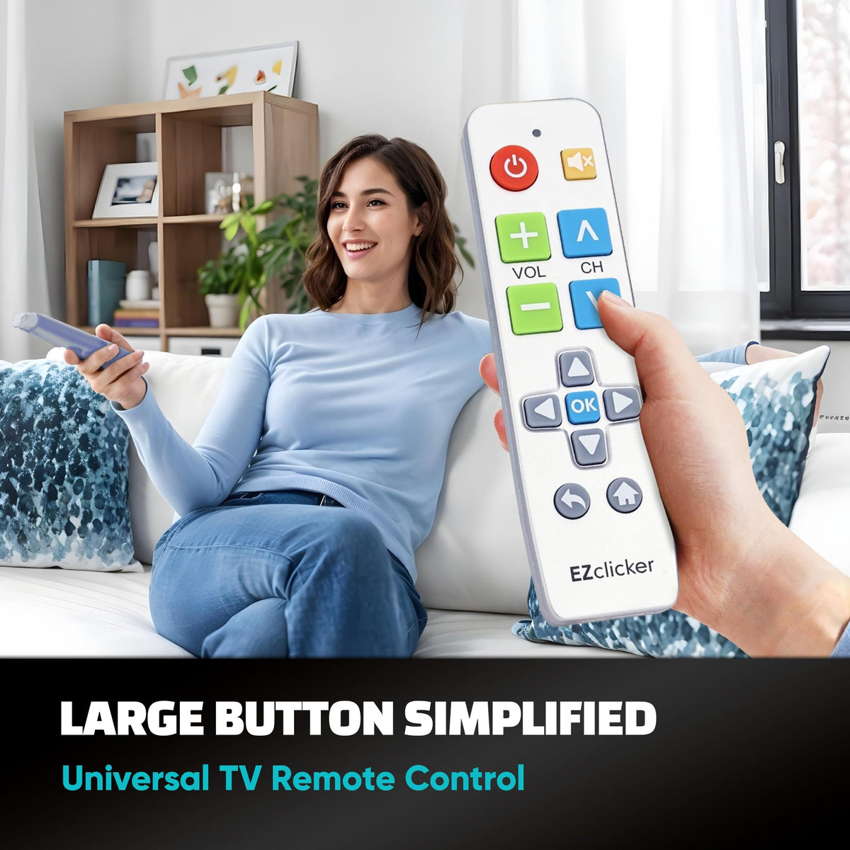 EZClicker Big Button Remote side view highlights easy grip