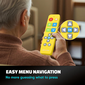 EZClicker gift-ready packaging featuring the yellow remote