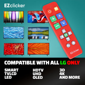 EZClicker LG remote closeup with oversized enter button for ease