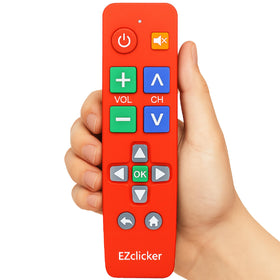 EZClicker LG red big-button remote front view for accessibility