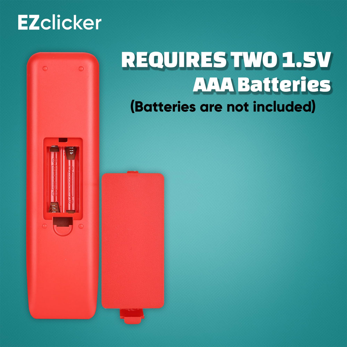 EZClicker LG red big-button remote in hand for quick use