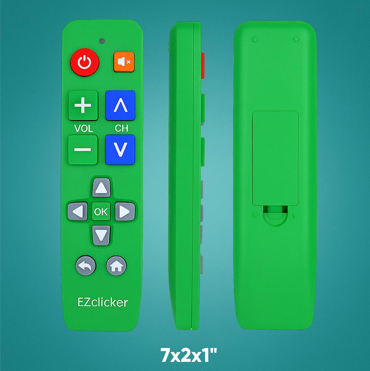 EZClicker LG remote requires 2x AAA batteries (not included) for quick power setup.