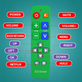 EZClicker green LG remote is compact and lightweight for easy handling.