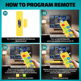 EZClicker yellow remote with battery compartment ready for two AAA cells