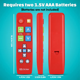 EZClicker Remote durable red finish provides tactile feedback during use.
