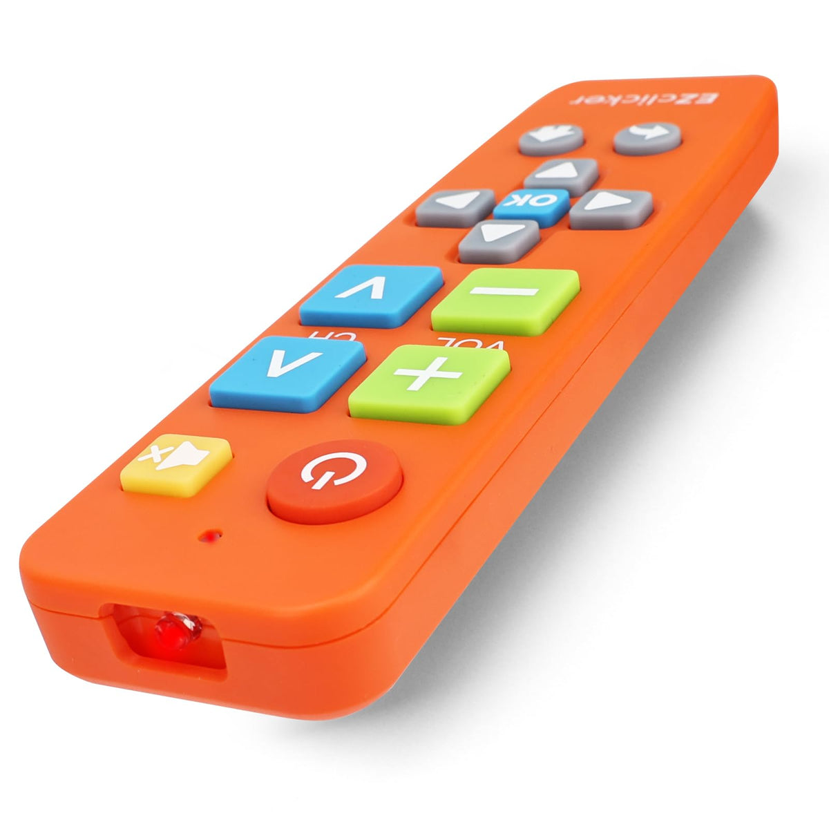 EZClicker orange remote close-up on enter button