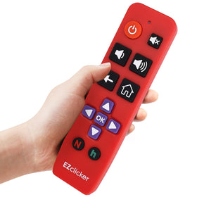 EZClicker Roku big-button remote front view for effortless control.