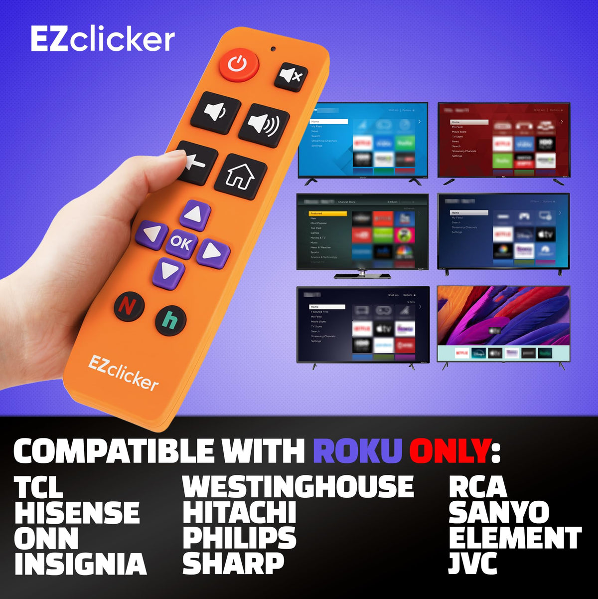 EZClicker remote battery compartment shows it requires two AAA batteries.