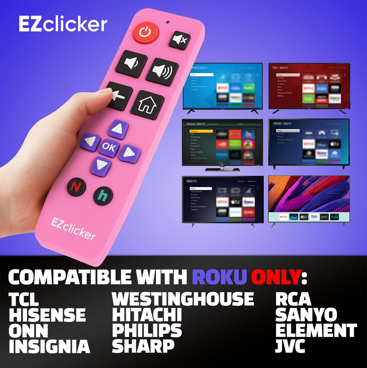 EZClicker Roku remote compact and lightweight for easy handling.