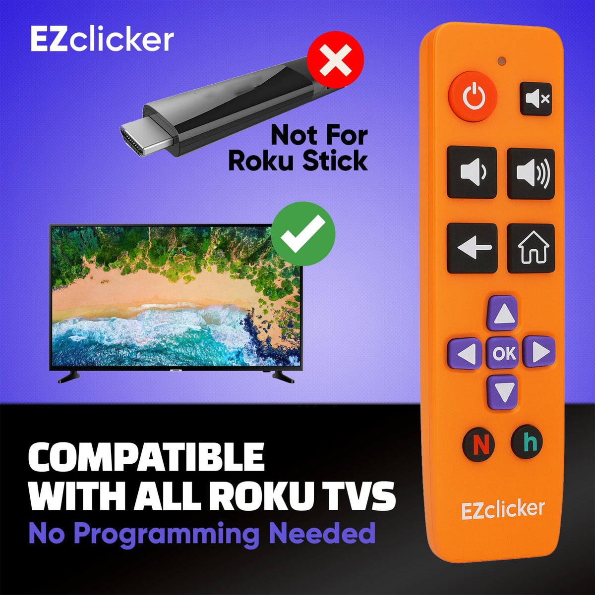 EZClicker compact-size remote designed for comfortable handling.