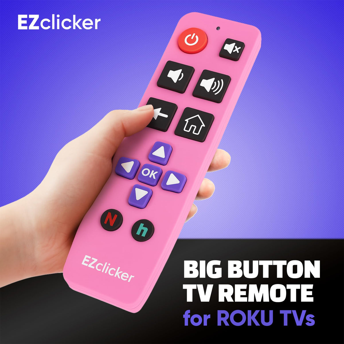 EZClicker Roku remote showing simple programming steps for fast setup.