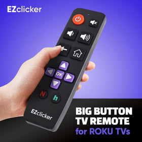EZClicker Roku remote demonstrates simple programming for quick setup.