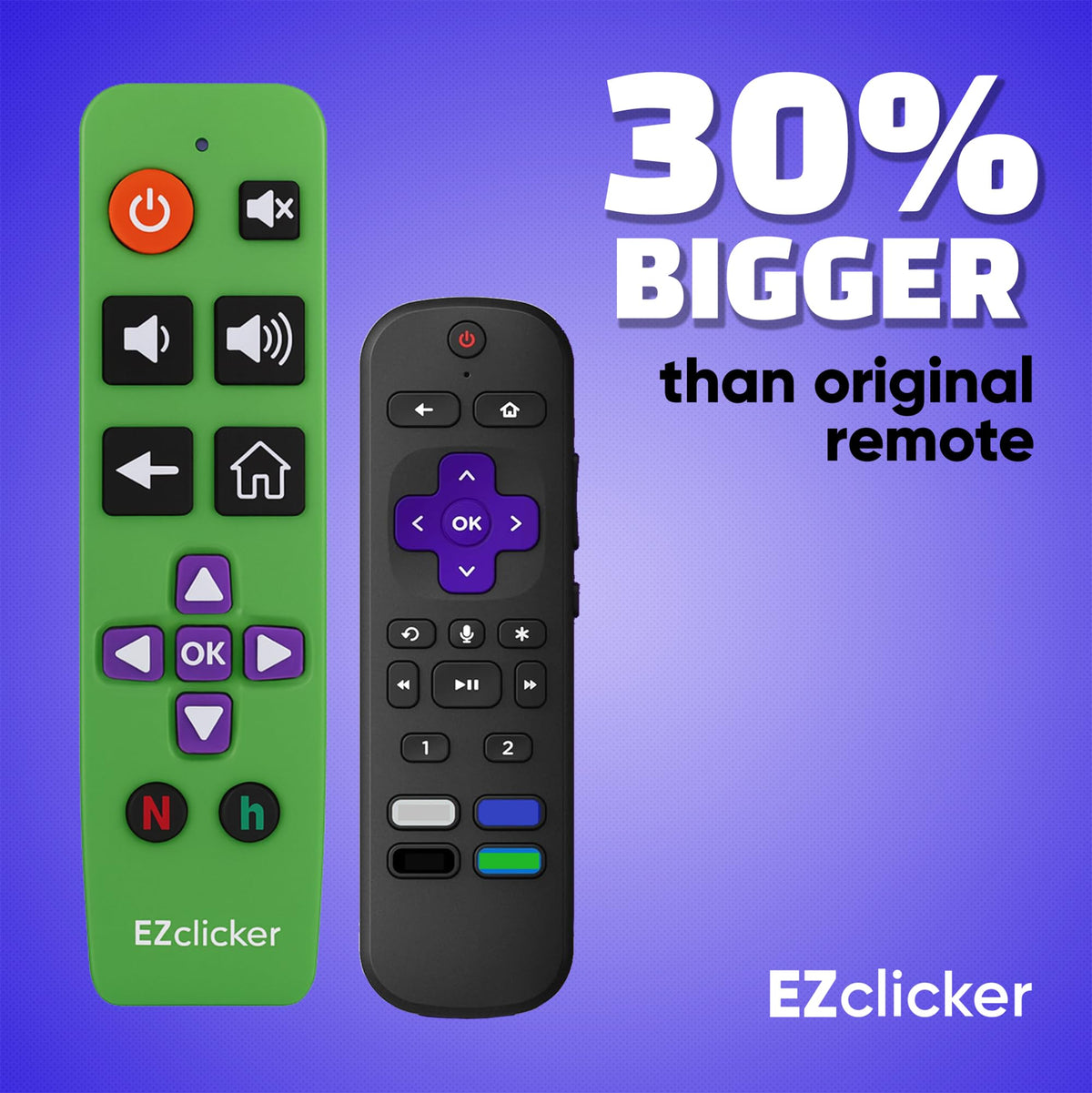 EZClicker remote green programming setup demonstrating easy TV pairing.