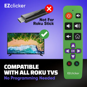 EZClicker Roku remote green senior-friendly design aiding daily TV control.
