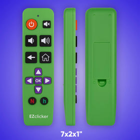 EZClicker Roku remote green compatibility with only Roku TVs.