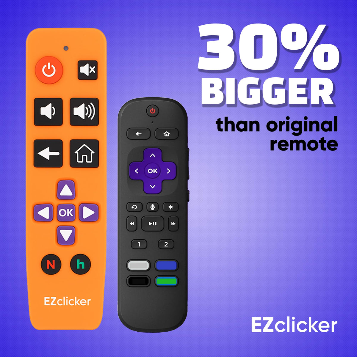 EZClicker remote programming steps image showing quick Roku TV setup.