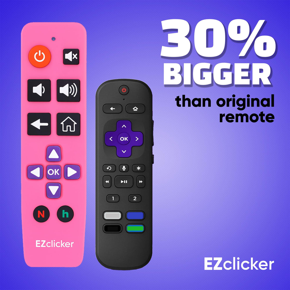 EZClicker Roku remote senior-friendly design with big tactile buttons.
