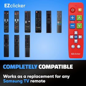EZClicker remote compact design on a couch or table.