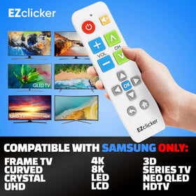 EZClicker compact Samsung remote fits comfortably in hand.