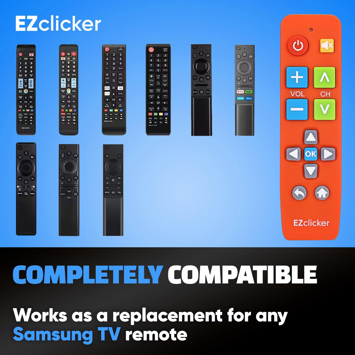 EZClicker orange remote battery compartment ready for 2xAAA batteries
