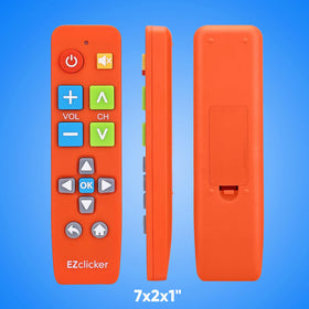 EZClicker packaging shows large-button design ideal for seniors