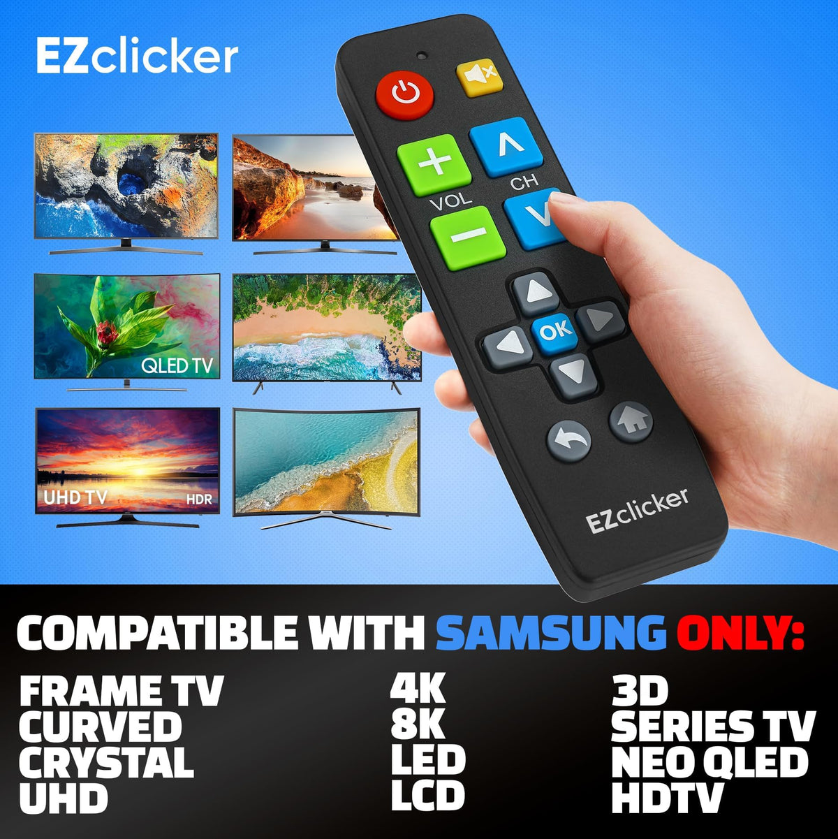 EZClicker remote battery compartment easy to access for quick setup