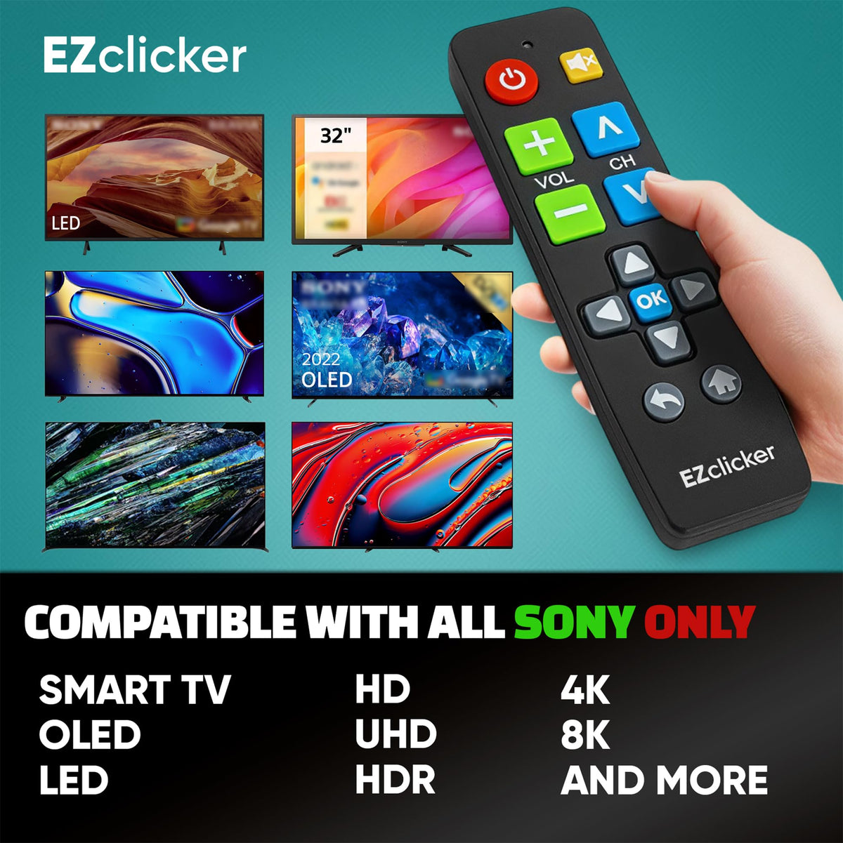 EZClicker Sony remote compatibility with Sony TVs only.