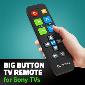 EZClicker Sony remote side profile showing large controls for seniors.