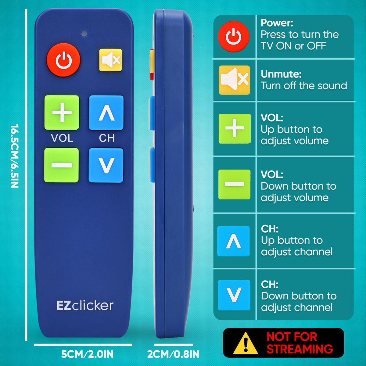 Volume/mute setup on EZClicker demonstrates quick TV pairing.