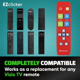 EZClicker Vizio remote battery compartment shows quick, tool-free access.