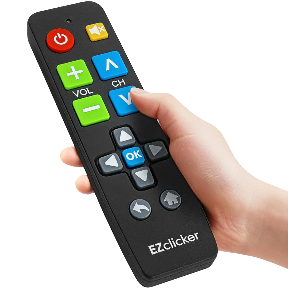 EZClicker Vizio remote with big button design for simple navigation.