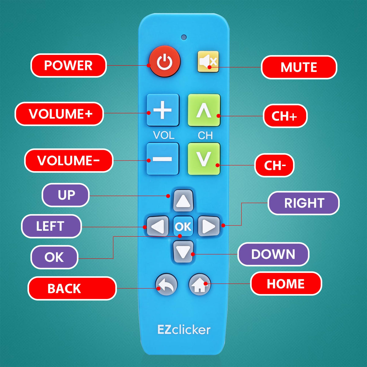 EZClicker Vizio remote blue, ideal seniors-friendly gift.