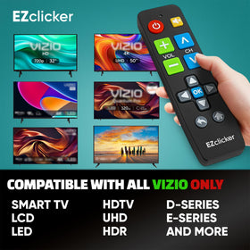 EZClicker Vizio remote keys closeup highlighting large enter button.