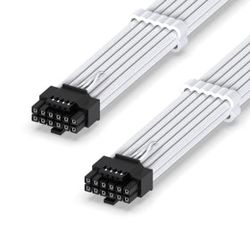 EZDIY-FAB 16AWG PCIe 5.1 sleeved cable in white, 60cm, clean power delivery.