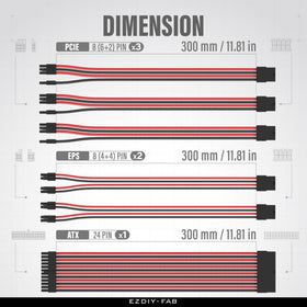 EZDIY-FAB EPS cables 4+4-pin closeup showing stable CPU power delivery.