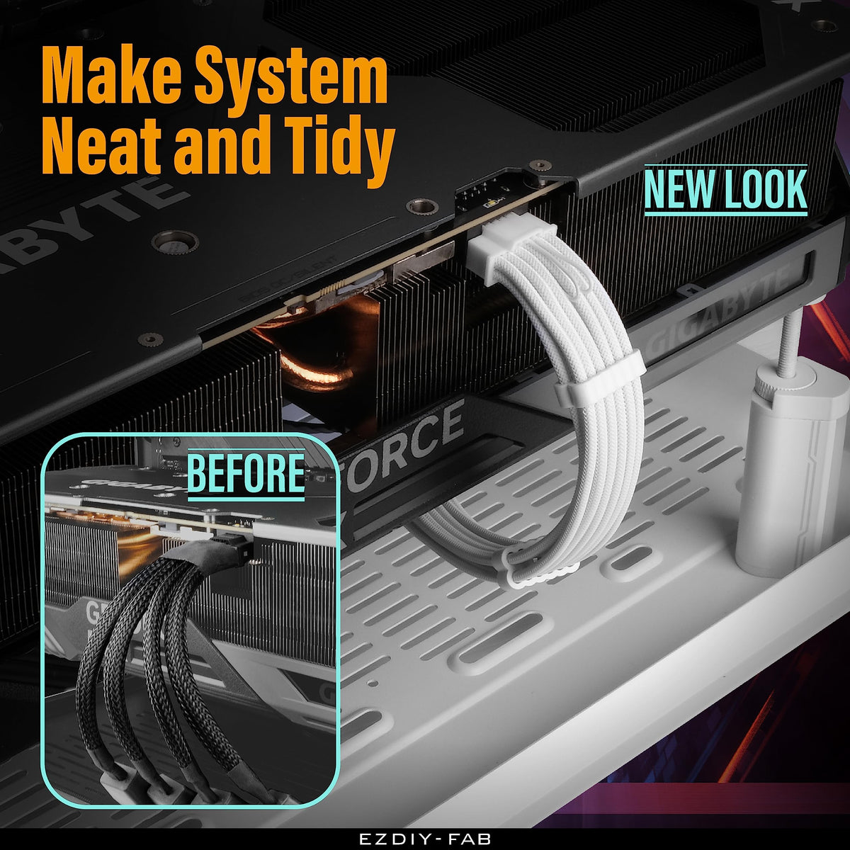 EZDIY-FAB pure white sleeving enhances build aesthetics and protection.