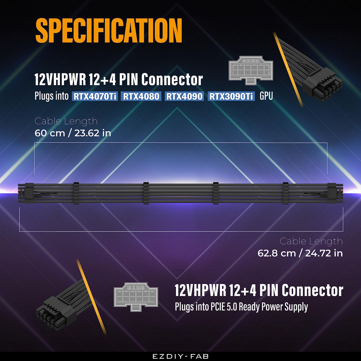 EZDIY-FAB sleeved PCIe cable with combs, improves routing