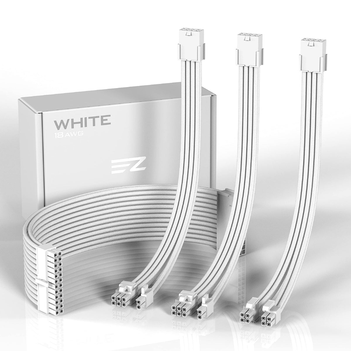 EZDIY-FAB white braided PSU extension with sleeved finish for tidy cable management