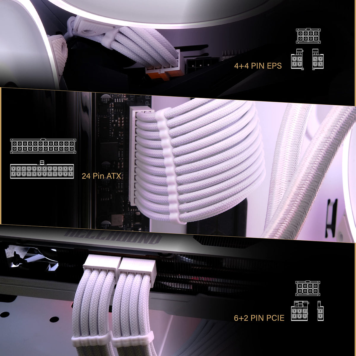 EZDIY-FAB comb kit in white helps align sleeved cables for a clean look
