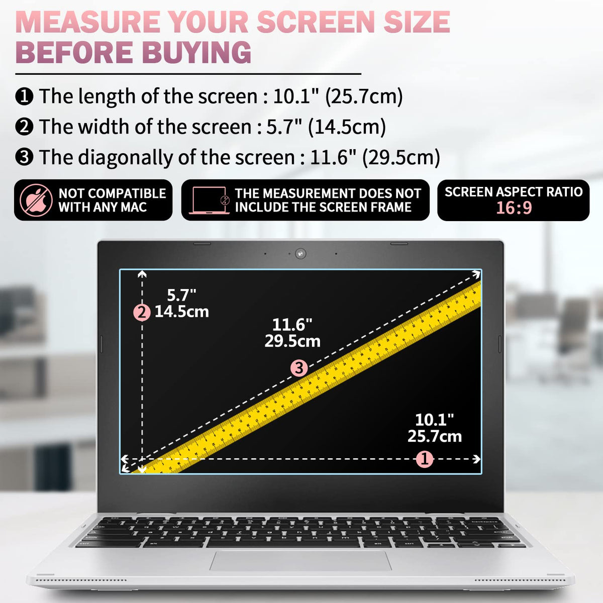 F FORITO 11.6-inch screen protector on a laptop, anti-glare viewing