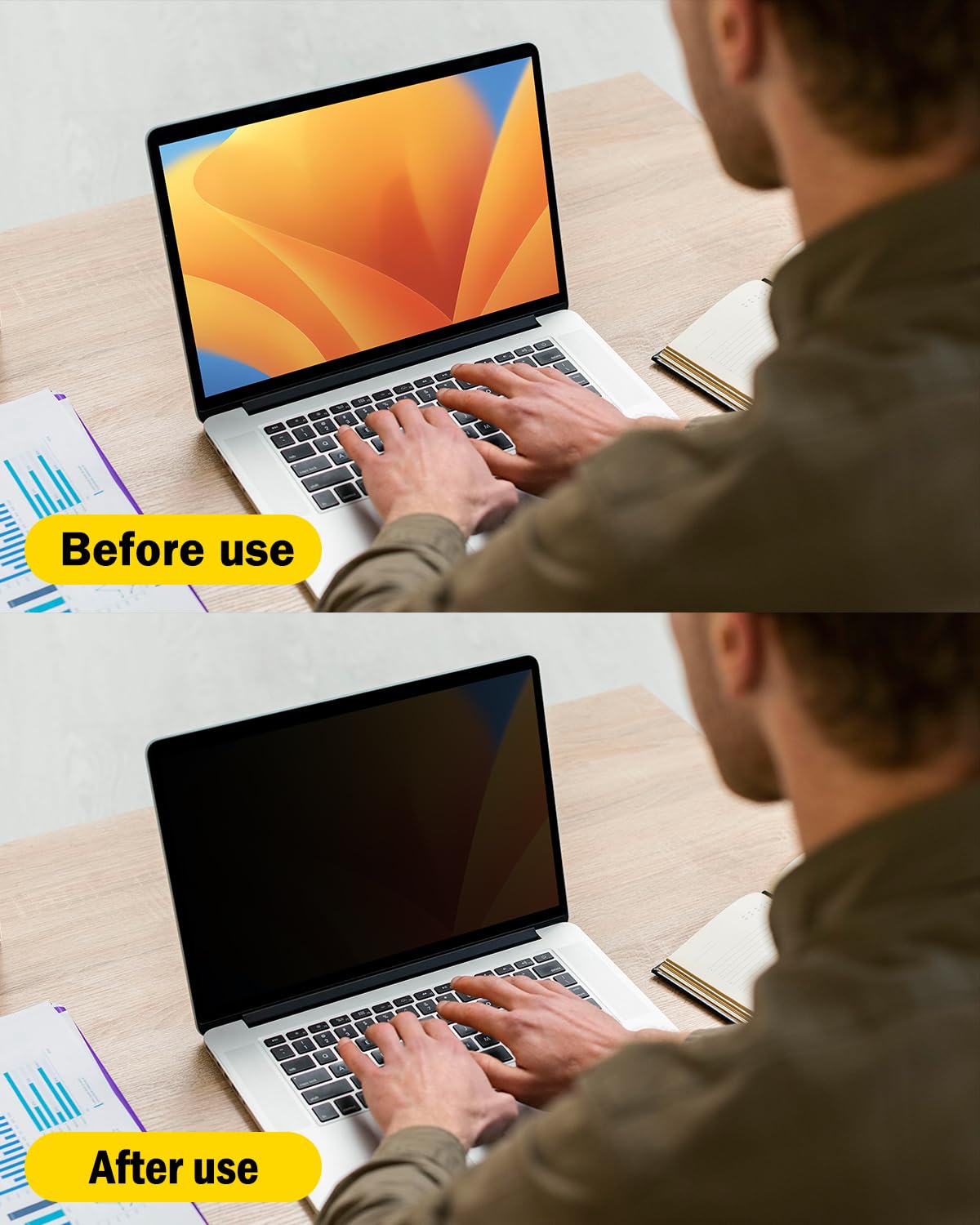 F FORITO anti-glare and anti-blue light protection on display