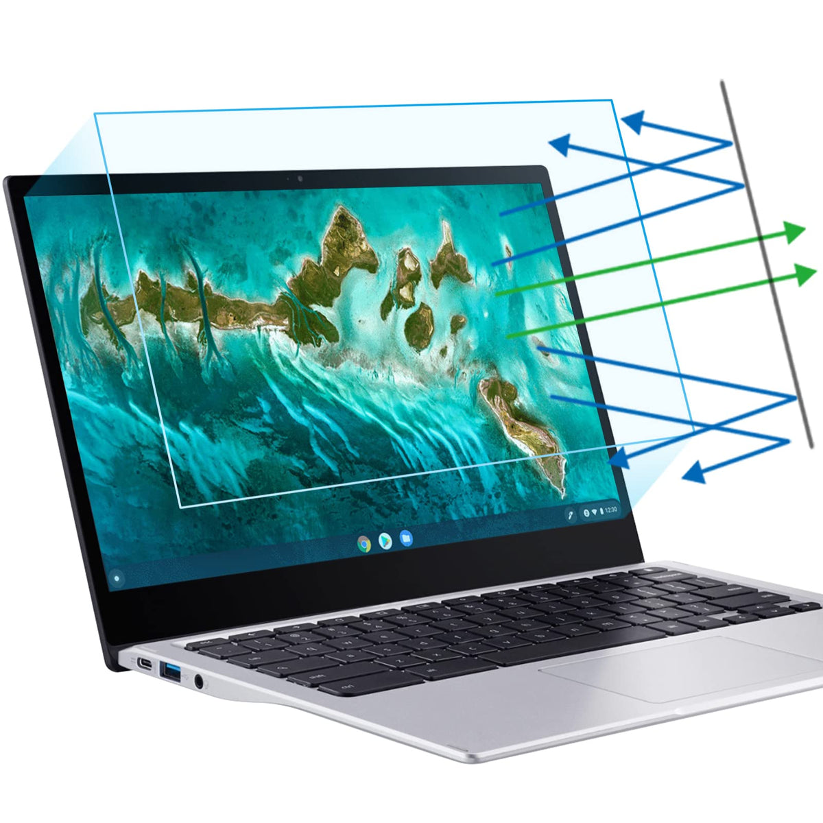 F FORITO 13.3-inch anti glare screen protector reduces reflections for easier viewing