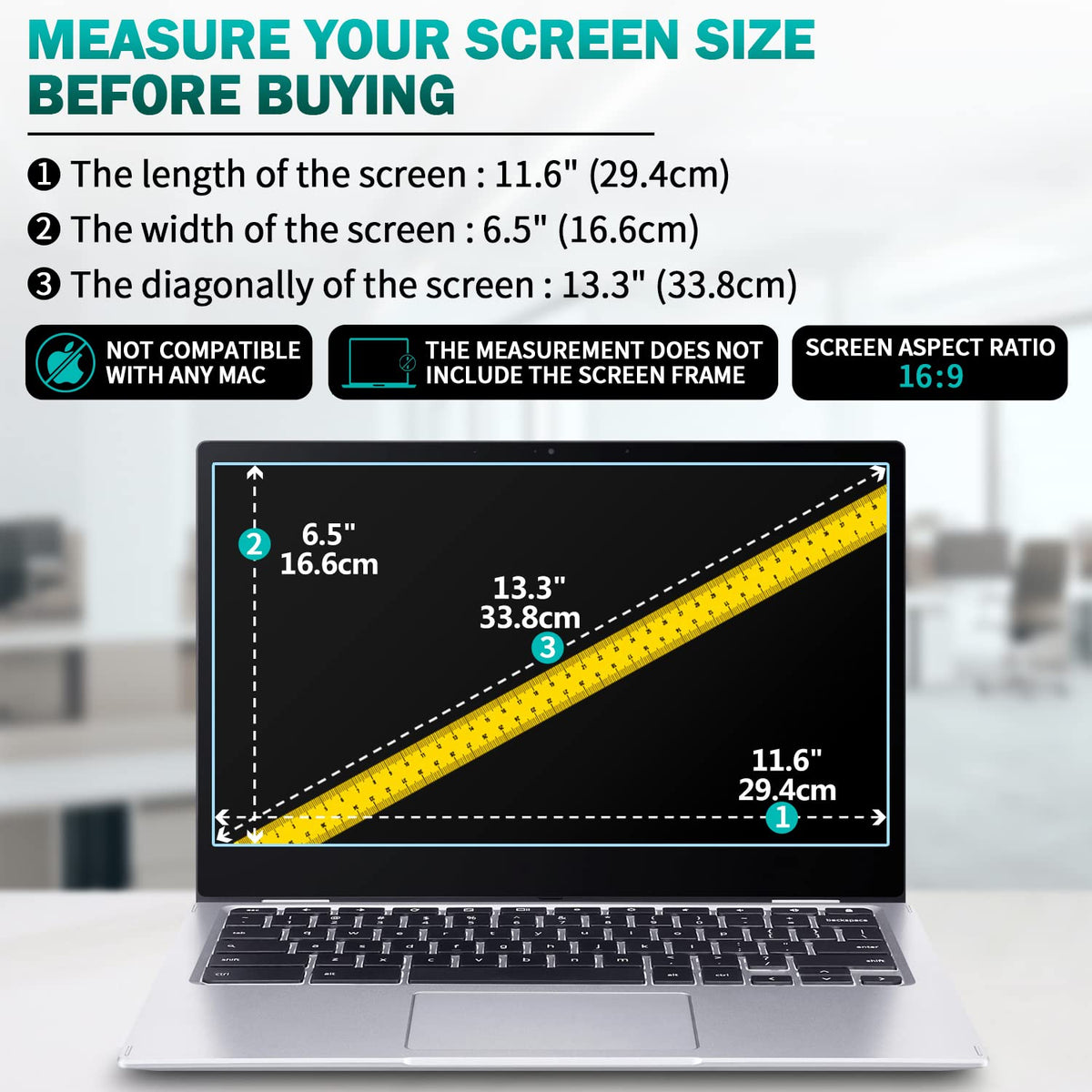 F FORITO 13.3-inch blue light blocking screen protector reduces blue light exposure