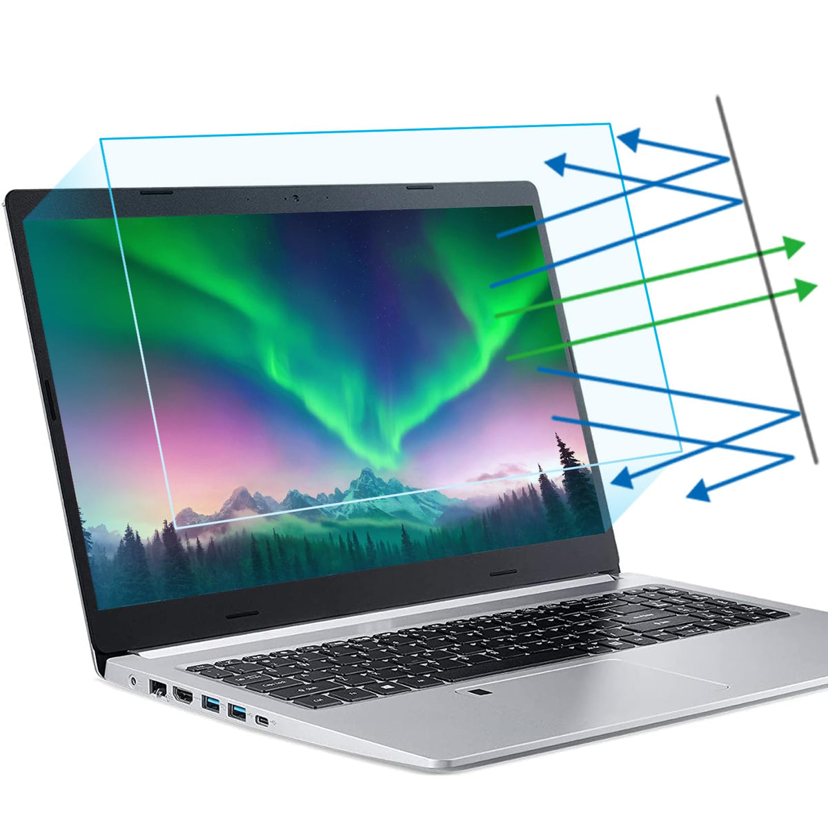 F FORITO 14-inch anti-glare screen protector reduces reflections for clearer viewing