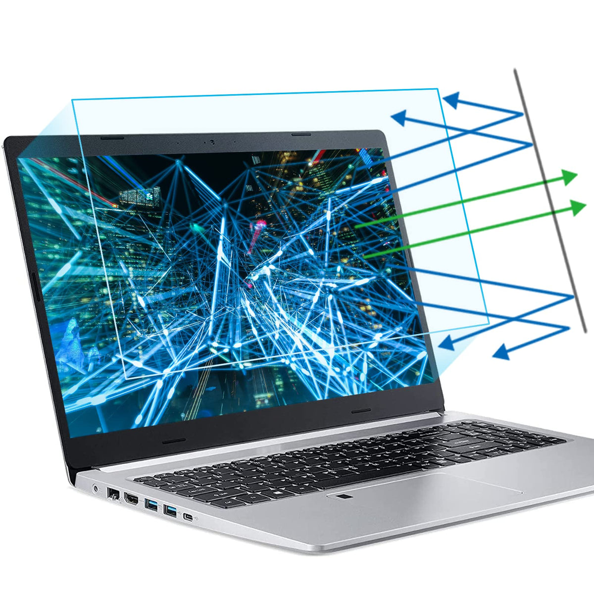 F FORITO 2-pack anti blue light screen protector for 15.6 inch laptops reduces eye strain.