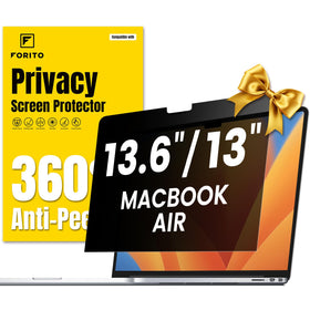 F FORITO 360° privacy screen for MacBook Air front view reduces glare and improves focus.